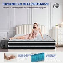 Matratze, Taschenfederkernmatratze 160x200 cm Höhe 24 cm – 7-Zonen Härtegrad H3, Optimaler Komfort und Rückenstütze, Federkernmatratze für Ergonomische Rückenentlastung