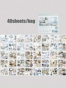 40 tờ/cuốn, Sổ dán hình phong cảnh thiên nhiên, Nhãn dán Crossroads Series, Kích thước nhỏ gọn, Thích hợp để làm sổ lưu niệm, trang trí nhật ký, sổ kế hoạch, thiệp - Nhiều màu - Xem 13