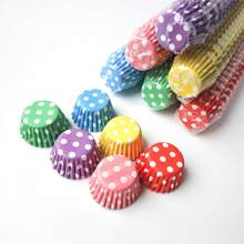 圆点纸杯蛋糕衬垫、迷你烘焙纸杯、纸杯蛋糕烘焙杯、烘焙用品 - 500pcs - 查看 2
