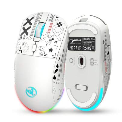  HXSJ 三模式蓝牙游戏鼠标，可充电 2.4G USB 无线 RGB 背光鼠标，兼容 iPad 平板电脑笔记本电脑，母亲节礼物