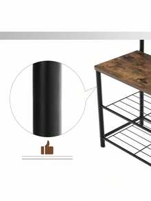 Coat Rack, Hallway Cabinet, Cloakroom, Clothes Rack, With Bench And Shoe Shelves, Hooks, Metal Frame, Height 175 Cm, Industrial Style, Rustic Brown And Black - Chocolate Brown - View 5