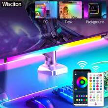 Wisciton Barra luminosa intelligente per monitor del computer, RGB LED con controllo Bluetooth, lampada che reagisce al ritmo della musica, decorazione per giochi, TV e scrivania
