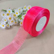 1 Roll 4cm Wide 45m Length Luxury Tulle Ribbon Bowknot Organza Fabric Flowers Gift Wrapping Sewing Accessories, For Birthday Party, Bridal Wedding, Holiday Gift, Rainbow Sheer Organza Ribbon, Width 1.57 Inch, Length 45m, Multi-Color, Suitable For DIY Rose, Fresh Flower Gifts Packaging, Wedding Party Bows, Applicable For Bouquets, Hair Accessories, Christmas And Easter Party Decoration, Valentine's Day Gift Wrapping, Bohemian Style, Wedding Ceremony Venue Decor, Bridal Shower