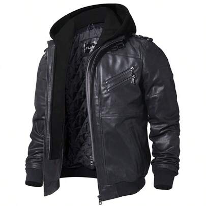 Avant-Garde - Biker Style  Retro  Fall/Winter  Regular Fit  Pocket    Christmas  Leather Jacket
