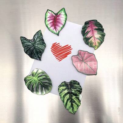 1 pièce Autocollant magnétique pour réfrigérateur en feuille d'acrylique, décoration de maison Autocollant magnétique 3D en feuille de plante pour photo, note, mémo, tableau blanc