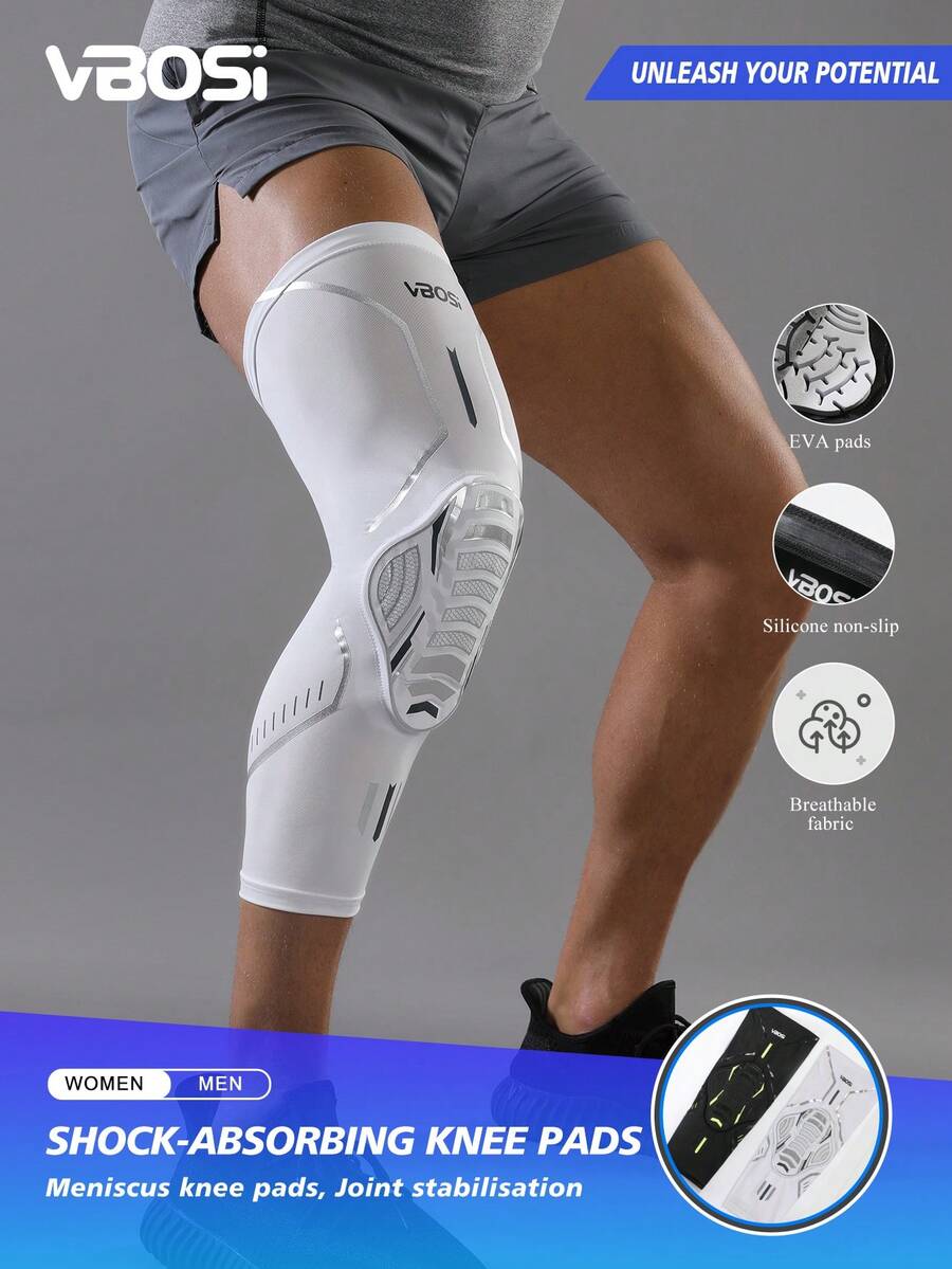 VBOSI 1 chiếc ống bảo vệ đầu gối dày dặn, dạng tổ ong, unisex - Ống bảo vệ đầu gối nén chống va chạm, thích hợp cho bóng rổ, bóng chuyền, bóng đá và các môn thể thao khác, phụ kiện phòng tập, miếng đệm đầu gối thể thao, miếng đệm đầu gối tập thể dục.