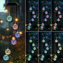 American Flag Solar Wind Chimes For Outside Color Changing 6 LED Wind Chime Lights Heart Hanging Solar Lights Windchimes Outdoors  For Porch, Garden, Patio, Party, Yard, Window Halloween Christmas New Year - Crystal Solar Wind Chime - View 3
