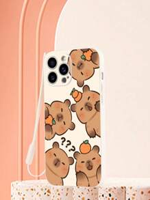 Cartoon Capybara Painted Simple Strap Shockproof Beige Phone Case Compatible With Iphone 16/15 XR/7/8 IPhone 15 Pro Max/12 Pro Max/13 Pro Max/14 Pro Max 13 14 11 12 P14 P11 Soft Cases P12, XS. XR /78P.78GES2 , 13/ 15 Redmi Series, S24 A03s, A03core, A04, A12, A13, A14, A21s, A22, A23, A24, A32, A33a34, A5 A51A52, A53, A54, A71, A72, A73, S20fe, S21, S22 Plus , Redmi Series Redmi 9, Redmi 9a S25 A35 A56 Phone Case