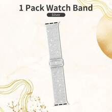1 paquete de Banda elástica de nailon brillante compatible con relojes Apple de 38mm, 40mm, 41mm, 42mm, 44mm, 45mm, 46mm, 49mm para mujeres y niñas, banda trenzada ajustable tipo bucle solo compatible con Series Ultra 10 9 8 7 6 5 4 3 2 1 SE