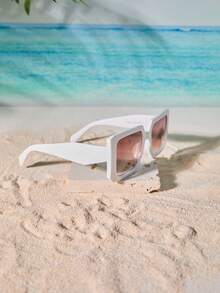 Tropiscape 1pc Women Polygonal Fashionable Party Fashion Glasses Suitable For Beach Outdoor Photography Shades Beach Accessories Beach Accessories For Women Glasses Shades Basics Fall Winter Women Outfits Clothes Business Casual Gifts Winter Gifts Cottagecore,SummerOutfit - Multicolor - View 3