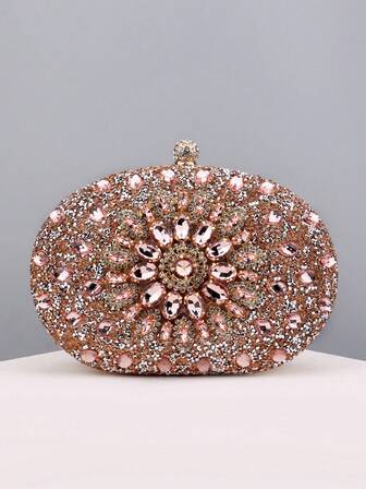 婚礼水晶女士手机口袋钱包女式钱包派对优质礼物圆形设计水钻女士奢华手拿包晚宴包，婚礼手拿包