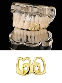 Gold Teeth Jewelry Gold Grillz Teeth Hip Hop Dental Jewelry Tooth Cap For Rappers, Halloween Costume & Streetwear Accessories