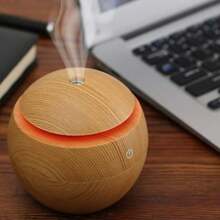 1PC Wooden Cool Mist Humidifier Aroma Diffuser For Room With Colorful Ambient Lighting, Ideal For Home,Office,And Car , Aroma Air Diffuser With Colorful Change Diffuser For Car, Office And Babies. Purifier Humidifier For Bedroom Room Decor