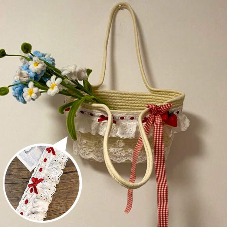 1 件 1 码彩色丝带，带蝴蝶结花边饰边，适用于 DIY 手工服装、礼盒包装、刺绣、针织、缝纫边、装饰花边配件缝纫配件 - 彩色 - 查看 7