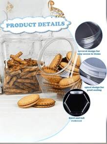 70/30 Oz Hexagonal Candy Jar With Lid, Clear Plastic Jar, Coffee Candy Display Bottle, Polished Metal Finish For Valentine's Day, Easter, Thanksgiving, Ideal Storage Container For Snacks, Cookies And Gifts, Kitchen Supplies Kitchen Decor