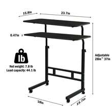 Mobile Side Table 23.7 Inch/31.5 Inch Computer Desk With Wheels Height Adjustable Rolling Potable Laptop Cart, C-Shaped Bed Couch Sofa End Tables With Edge Stopper For Livingroom Bedroom