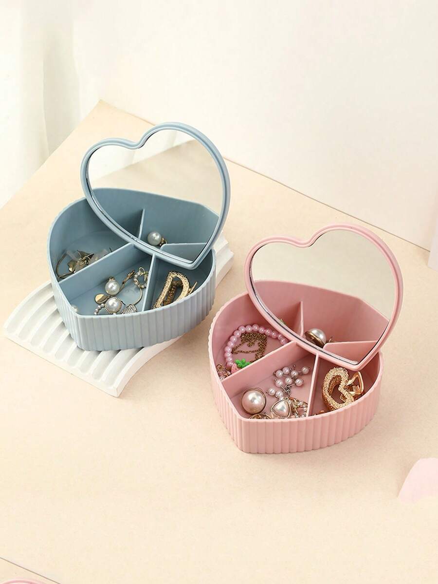 Love Jewelry Box Desktop Dustproof Storage Box High-End Jewelry Box Ring Earring Necklace Portable Storage Makeup Plastic Box - Multicolor - View 1