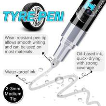 1pc Tire Pen, Tire Letter Shaped Pen, Waterproof, Fade-Resistant Graffiti Pen For Tire Decoration, Auto Paint Touch Up, Engine Screw Marking School Supplies, Back To School - Tire Paint Pen - View 4