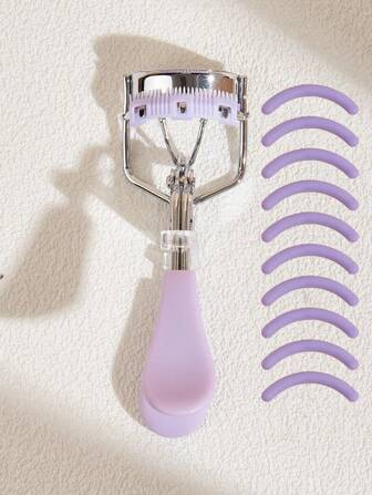 一套带梳子和替换垫的睫毛夹，不锈钢手动睫毛夹，专业美容工具，便携式睫毛夹，配有方便更换的替换垫，经久耐用，适合家庭和商业用途（紫色），化妆，便宜，房间装饰，梳妆台，旅行，卧室，化妆配件，睫毛夹，便宜，圣诞礼物，化妆品，化妆工具，便宜货，礼物，女士礼物，圣诞礼物