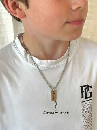 suteyi Pojkars namnhalsband - Personliga smycken för pojkar - Anpassat graverat halsband, present till pojkar - Födelsedagspresent - Dude-halsband, Multifunktionellt, Dekorativt, Bokstav, Snyggt, Modernt, Färgglatt, Söt, Bedårande, Avslappnat, Anpassat, Personligt, Unikt, Anpassat, Perfekta presenter till honom, Perfekta presenter till henne, Anpassade tonårssmycken, Enkel komfort