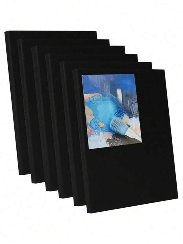 1pac/Pack Pack Black Canvas Boards For Painting,8x8,6x6,12x16,10x12 Inch, Primed Acid Free Canvas Panels For Acrylic, Oil, Tempera, Metallic, Neon Paints & Crafts, Outdoor Painting Drawing Board, Outdoor Painting Tools,Back To School,School Supplies