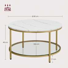 Coffee Tables - Blanco mármol + Oro brillante - Ver 4