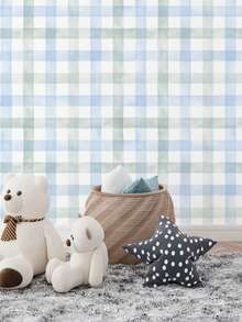 Watercolor Plaid Adhesive Wallpaper - 藍色和綠色 - 查看 2