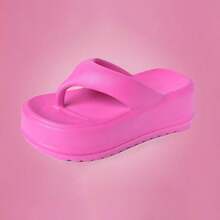 ASHALI Women's Fuchsia 6.5CM Platform EVA Flip Flops, Soft Sole Summer Slippers, Ins Style Wedge Sandals - Hot Pink - View 7