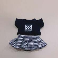 (仅娃娃衣服)适用于拉布布17cm毛绒娃娃Labobo盲盒挂件衣服，LBB马卡龙坐姿派对别致T恤和迷你裙套装 - 彩色 - 查看 3