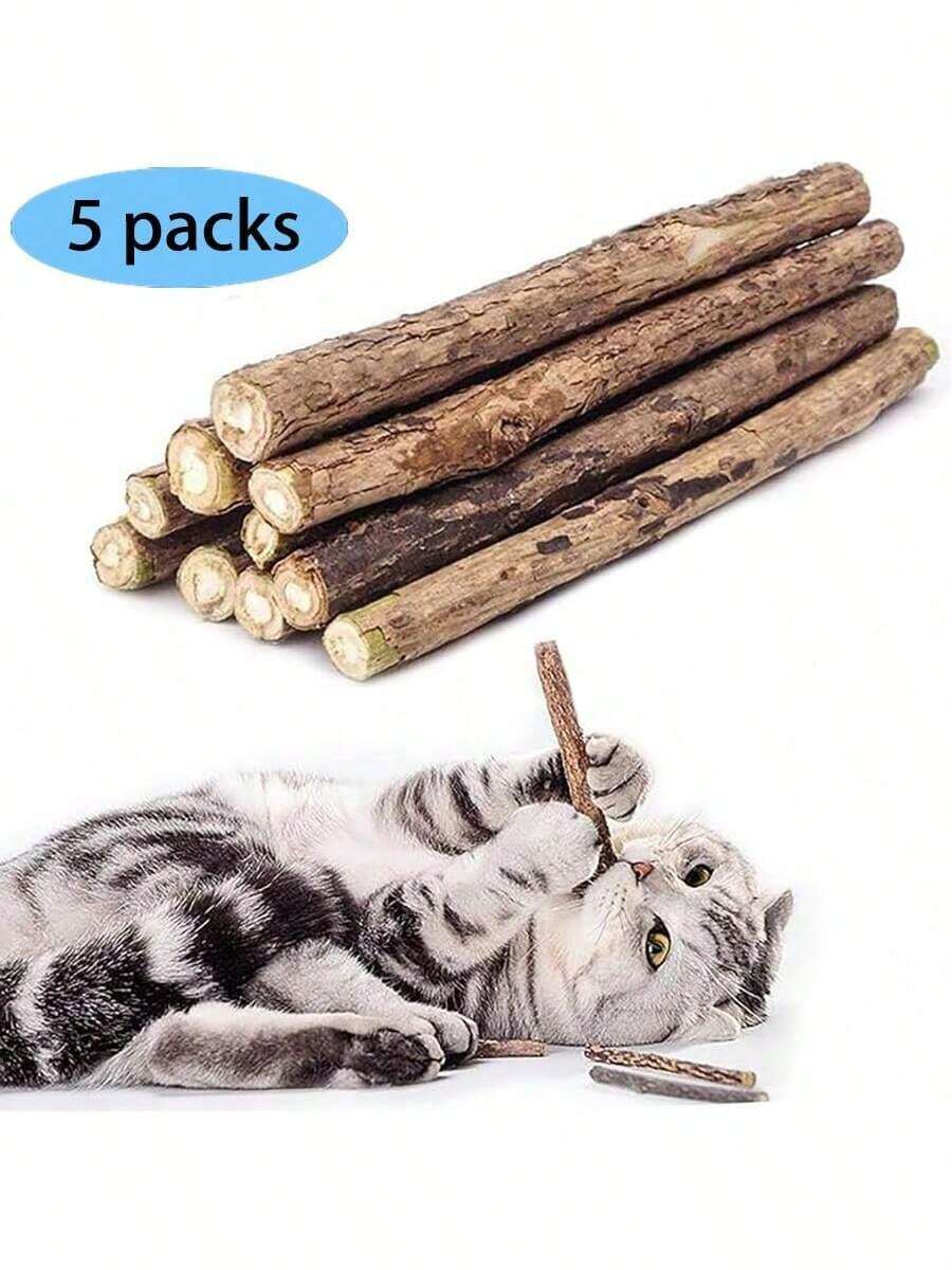 5pcs/Set Cat Silvervine Stick, Natural Silvervine Cat Chew Toy, Helps Clean Cats' Teeth, Suitable For All Cats
