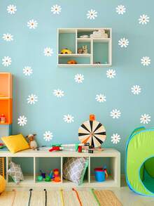 White Daisy Flower Wall Decal Floral Decoration For Nursery Kid's Room Living Room, Removable & Reusable Wall Sticker Room Decor Home Decor Wallpapers Wall Paper Wallpaper Bathroom Kitchen Stickers Wall Decor Wall Stickers - Multicolor - View 3