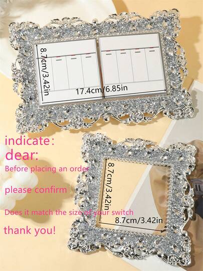 1 pieza Pegatina de interruptor plateada con strass - Interruptor de luz decorativo a prueba de polvo de plástico, adecuado para el hogar/oficina (dormitorio, cocina, sala de estar) así como para la decoración de Navidad y el Día de la Madre, se puede usar para la decoración de la habitación, el hogar y la pared