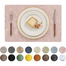 Local Delivery- Romanstile Vinyl Placemats Set Of 4-12 X 18 Inch - Heat Resistant Place Mats 100% Waterproof Oilproof Wipeable Reversible Faux Leather Table Mats For Kitchen/Dining/Decor/Party/Outdoor, Light Grey - Hồng - Xem 1
