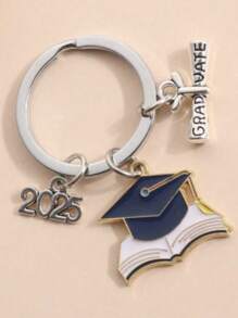 5 Stücke /10 Stücke 2025 Abschluss Schlüsselanhänger Set - Legierung, stilvolles Geschenk für Frauen mit Kappen- & Diplom-Charms, "GRADUATE" Inschrift, ideal für Rucksäcke, Autoaccessoires, Taschenanhänger, Schule