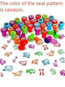 100pcs Children's Self-Ink Stamps Children's Toys Stamps Face Seal Scrapbook DIY Painting Album Decoration, Cute Stamp Stamp Pattern Style May Be Repeated, Youth Stationery Toys Decorate Halloween, Thanksgiving And Christmas Gifts Animal Number And Letter Print Pattern Random Hair Beast Game, Suitable For Birthday Gifts The Best Gift For Kids For New Year's Gifts (The Packaging And Color Are Random Patterns Speed Random Hair May Have Repeats)