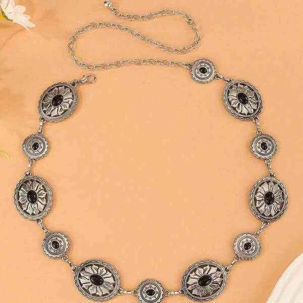 Women's Metal Bull Head Chain Layered Waist Chain, Versatile Accessory For Dresses, Vintage Style