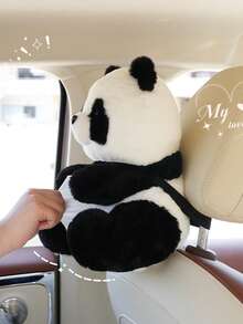 1pc Car Tissue Box Creative Plush Car Multi Functional Hanging Drawer Box Cartoon Armrest Box Car Tissue Drawer - one-size - View 10