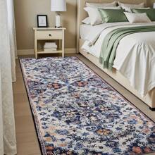 1pc Vintage Distressed Boho Long Runner Rug, 1000g Velvet + 300g Foam Backing Combination Carpet, Classic American Floral , Suitable For Living Room, Bedroom, Kitchen, Bathroom, Laundry, Hallway, Entryway, Game Room, Boy's Room, All Season Home Decor