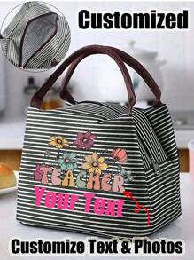 1Pc Custom Personalized Lunch Box Bag, Picnic Bag Fridge Bag Cooler Lunch Box,Thermal Insulation Lunch Bag With Built-In Waterproof Refrigerated Ice Pack And Large Capacity Commuting Storage Bag, Personalized Customized Gift