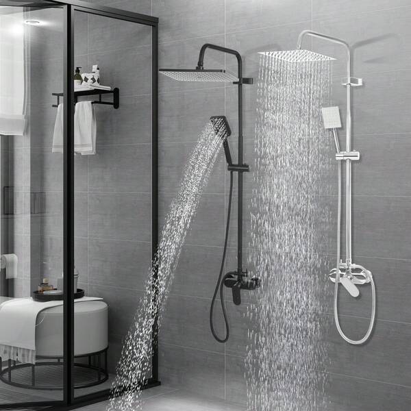 Sistema de ducha con grifería de ducha, ducha de lluvia, juego de ducha, de color plateado, de cobre de alta calidad, acero inoxidable para volver al colegio