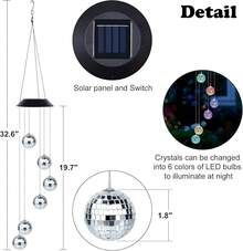 American Flag Solar Wind Chimes For Outside Color Changing 6 LED Wind Chime Lights Heart Hanging Solar Lights Windchimes Outdoors  For Porch, Garden, Patio, Party, Yard, Window Halloween Christmas New Year - Crystal Solar Wind Chime - View 4