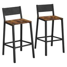 Taburete de Bar, Juego de 2, Taburetes Altos de Cocina, para Cocina, Comedor, Oficina, Estilo Industrial, Marrón Rústico y Negro - Marrón - Ver 8