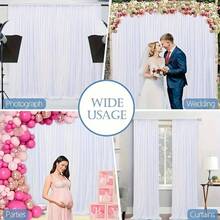 1 pieza Elegante cortina de fondo de boda de tela elástica blanca, cortina de arco de boda, decoración multifuncional adecuada para bodas, fiestas de cumpleaños, cenas en casa y varias ocasiones, fondo fotográfico, decoración de boda, protección de la privacidad, con bolsillo para barra en la parte superior, Tamaños: 100x300cm/200x200cm/200x300cm, Cortina blanca en tela suave