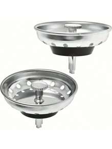 2/4 piezas Conjunto de colador y tapón para fregadero de cocina de acero inoxidable - Fácil de instalar, duradero y previene obstrucciones