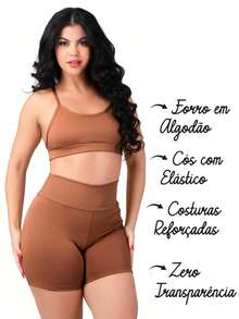 Work Fitness Kit 2 Set Of Backless Top With Cross Straps And Basic Premium Bermuda Shorts - Chocolate Brown - View 2