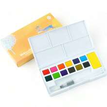 Set di pittura ad acquarello da 12/24/36/48 colori con pennelli ad acqua, forniture artistiche, per artisti, hobbisti amatoriali e appassionati di pittura