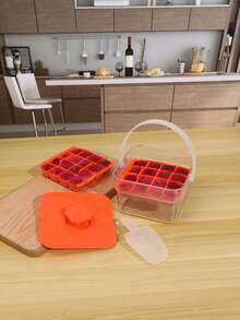 Bandeja de cubitos de hielo con tapa y caja de almacenamiento, bandejas de cubitos de hielo para máquina de hacer cubitos, moldes de hielo, recipiente para cubitos de hielo para bebidas (2 bandejas) y cubeta de hielo con pala para hielo