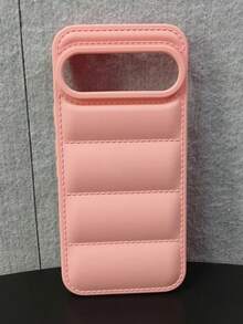 Capa de Telefone Celular Europeu-Americana Simples para Jaqueta Acolchoada, Compatível com Pixel 9A 9 9Pro 8Pro 8 7Pro 7 7A Advanced, Sensação de Casco Macio com Alça de Mão, Capa de Telefone Celular Anti-Queda - Rosa chiclete - Visão 3