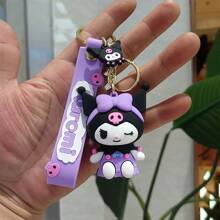 Sanrio 1pc Sanrio Kuromi Silicone Keychain Pendant, Cartoon Cute Bag Keychain Pendant Small Gift,