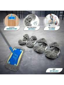 4 件可重复使用拖把垫，可洗干湿平板拖把替换装，吸污吸水能力强，清洁用品 - 彩色 - 查看 3